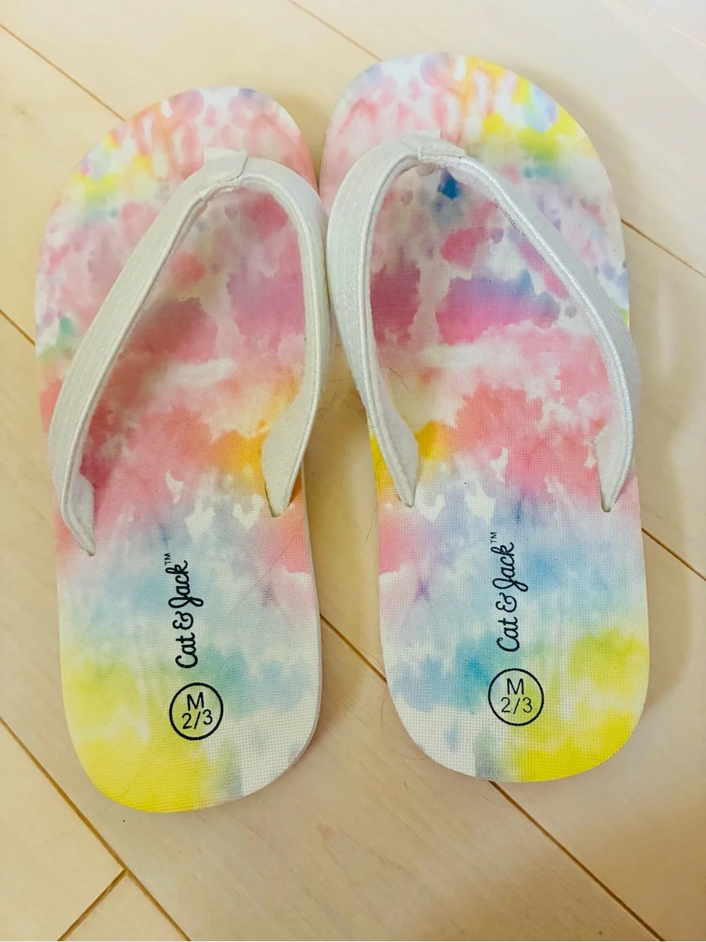 Cat & Jack Kids' Tie-Dye Flip Flops - Pink, Yellow, Blue